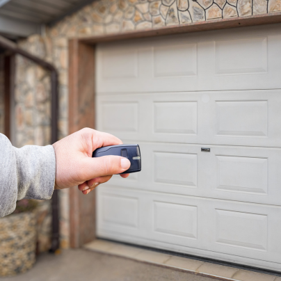 Port St. Lucie security key fob pointing to a garage door